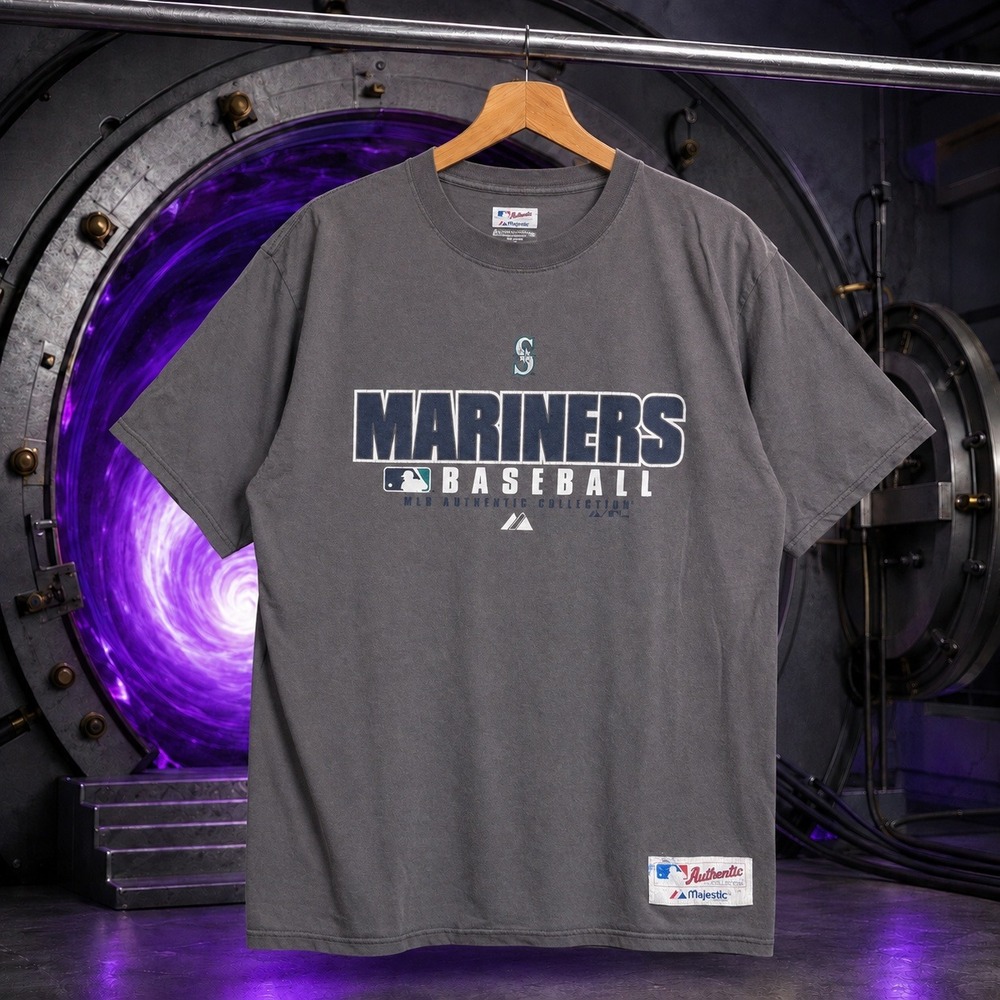 Majestic Seattle Mariners MLB Authentic Collection Grey T-Shirt Mens Medium